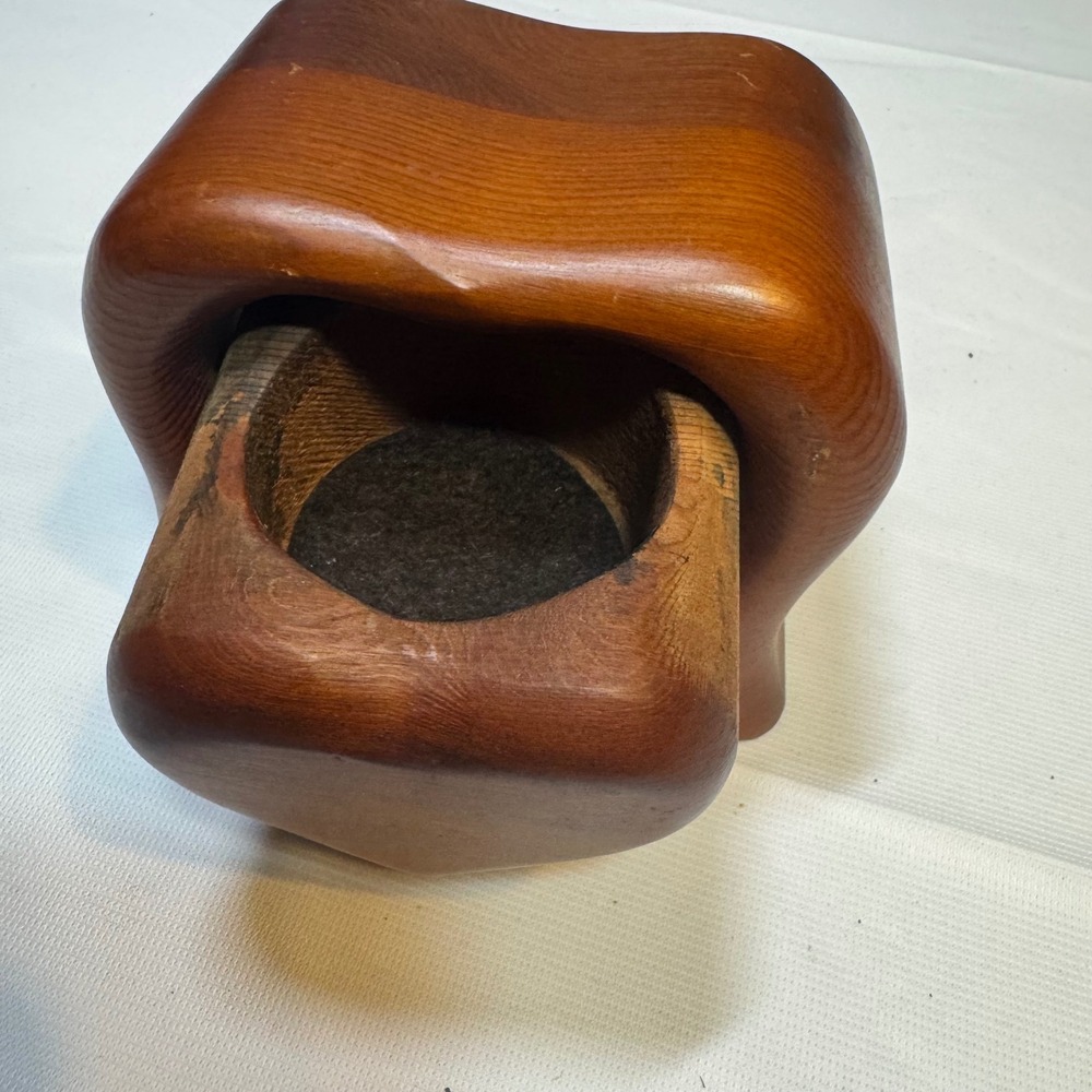 Vtg Handcrafted Native Redwood Heart Puzzle Box Small Vintage Wood Trinket Box - Picture 9 of 10